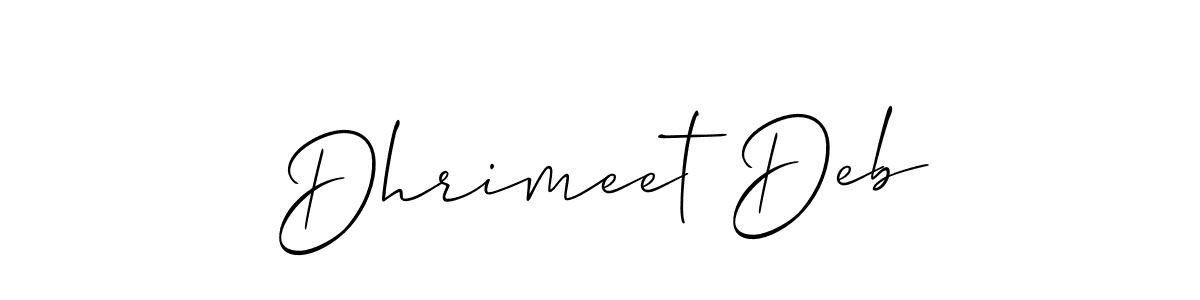 Create a beautiful signature design for name Dhrimeet Deb. With this signature (Allison_Script) fonts, you can make a handwritten signature for free. Dhrimeet Deb signature style 2 images and pictures png