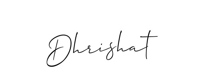 Use a signature maker to create a handwritten signature online. With this signature software, you can design (Allison_Script) your own signature for name Dhrishat. Dhrishat signature style 2 images and pictures png