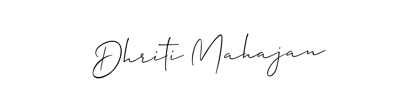 Create a beautiful signature design for name Dhriti Mahajan. With this signature (Allison_Script) fonts, you can make a handwritten signature for free. Dhriti Mahajan signature style 2 images and pictures png