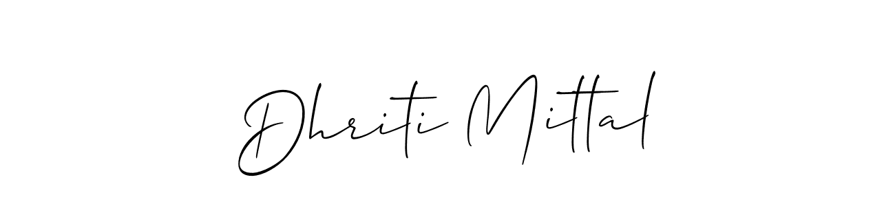 How to Draw Dhriti Mittal signature style? Allison_Script is a latest design signature styles for name Dhriti Mittal. Dhriti Mittal signature style 2 images and pictures png