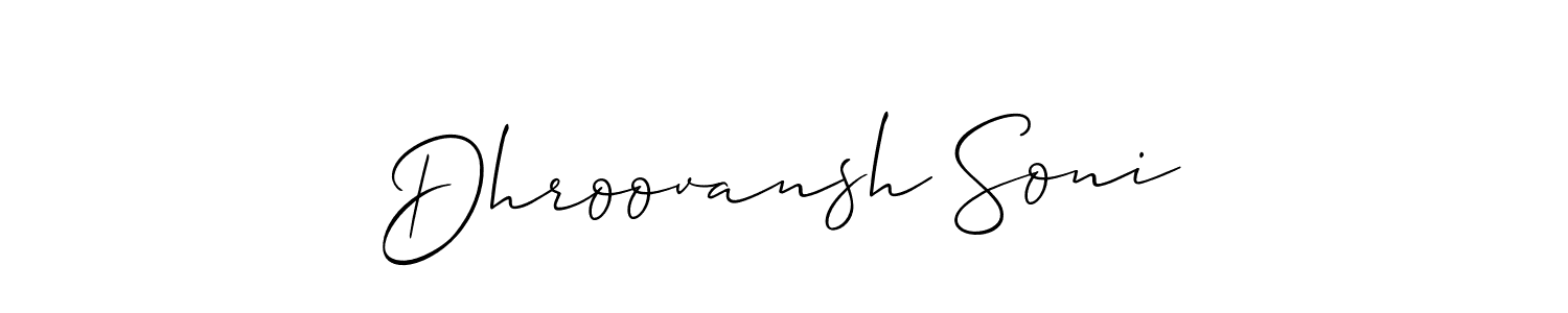 Dhroovansh Soni stylish signature style. Best Handwritten Sign (Allison_Script) for my name. Handwritten Signature Collection Ideas for my name Dhroovansh Soni. Dhroovansh Soni signature style 2 images and pictures png