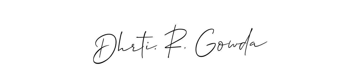 Similarly Allison_Script is the best handwritten signature design. Signature creator online .You can use it as an online autograph creator for name Dhrti. R. Gowda. Dhrti. R. Gowda signature style 2 images and pictures png