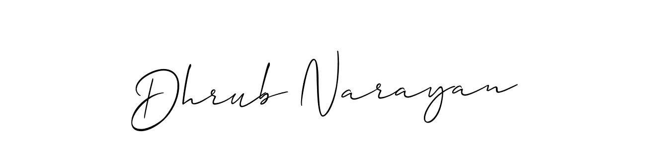 The best way (Allison_Script) to make a short signature is to pick only two or three words in your name. The name Dhrub Narayan include a total of six letters. For converting this name. Dhrub Narayan signature style 2 images and pictures png