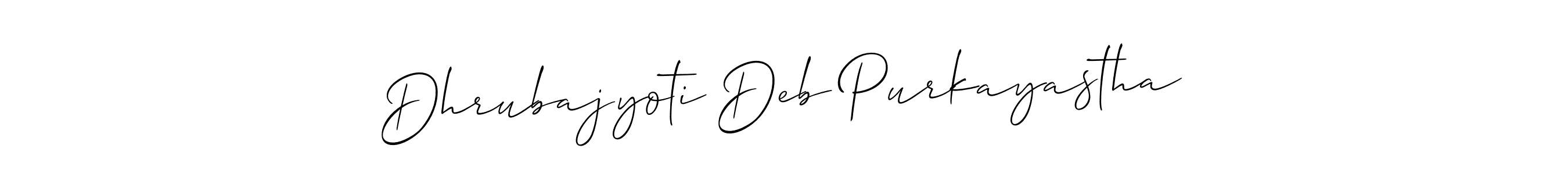 Allison_Script is a professional signature style that is perfect for those who want to add a touch of class to their signature. It is also a great choice for those who want to make their signature more unique. Get Dhrubajyoti Deb Purkayastha name to fancy signature for free. Dhrubajyoti Deb Purkayastha signature style 2 images and pictures png