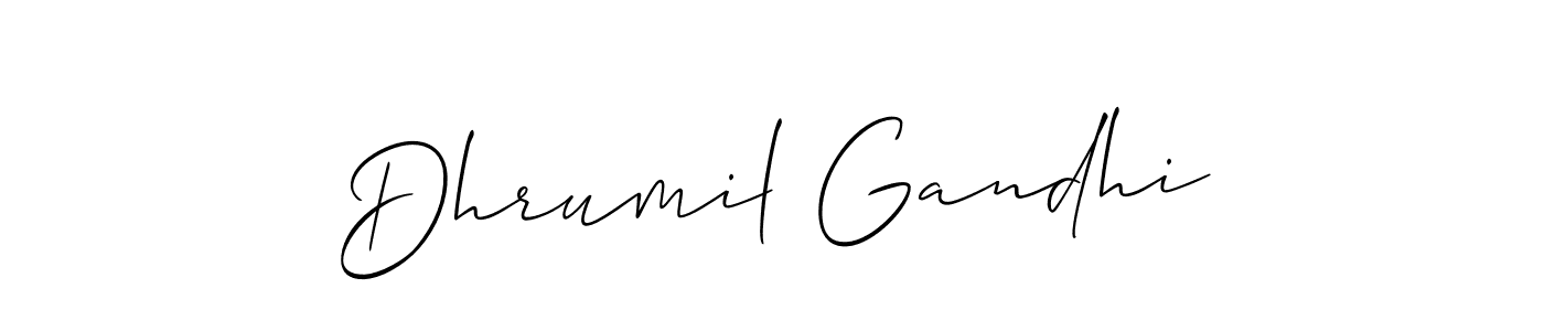 It looks lik you need a new signature style for name Dhrumil Gandhi. Design unique handwritten (Allison_Script) signature with our free signature maker in just a few clicks. Dhrumil Gandhi signature style 2 images and pictures png