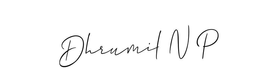 Use a signature maker to create a handwritten signature online. With this signature software, you can design (Allison_Script) your own signature for name Dhrumil N P. Dhrumil N P signature style 2 images and pictures png