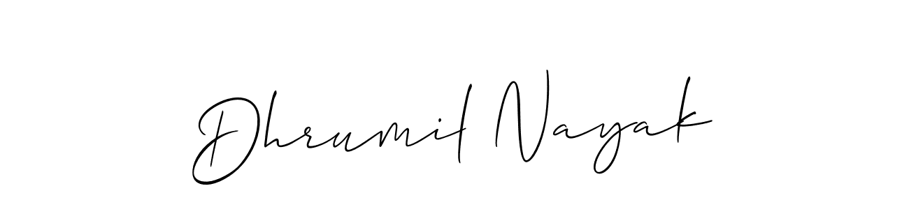 How to make Dhrumil Nayak name signature. Use Allison_Script style for creating short signs online. This is the latest handwritten sign. Dhrumil Nayak signature style 2 images and pictures png