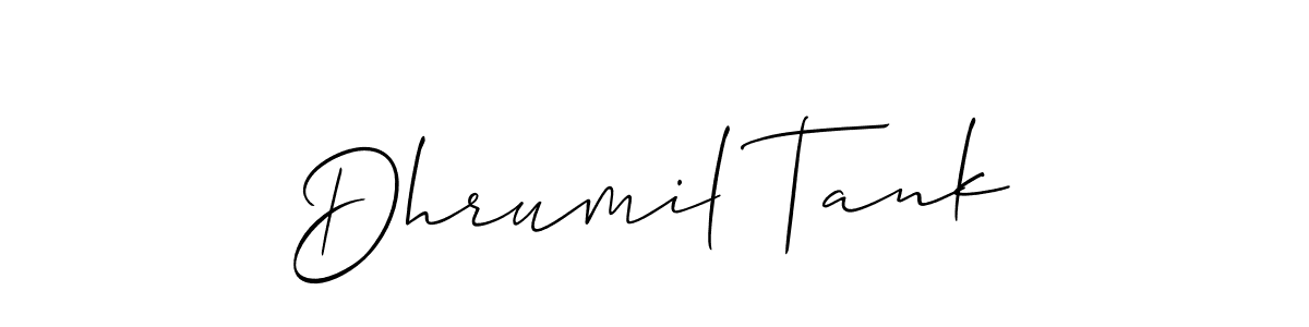 Also You can easily find your signature by using the search form. We will create Dhrumil Tank name handwritten signature images for you free of cost using Allison_Script sign style. Dhrumil Tank signature style 2 images and pictures png