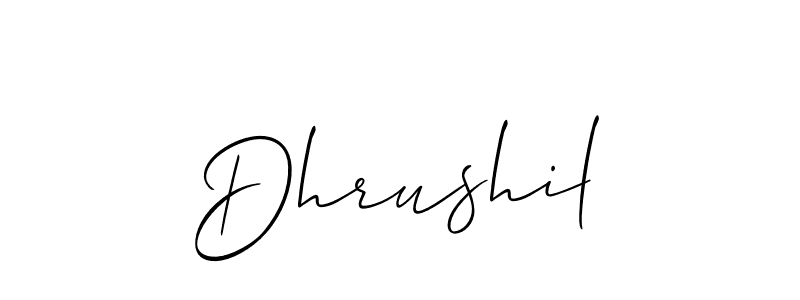 Design your own signature with our free online signature maker. With this signature software, you can create a handwritten (Allison_Script) signature for name Dhrushil. Dhrushil signature style 2 images and pictures png