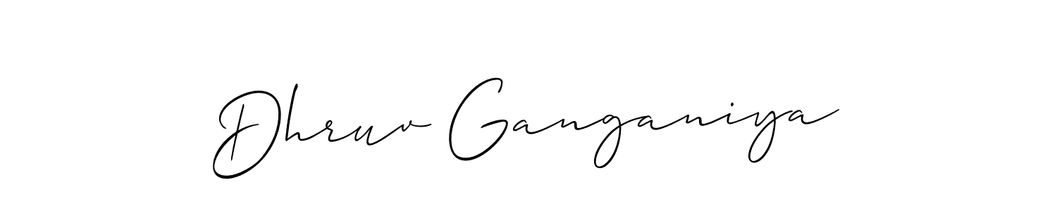 if you are searching for the best signature style for your name Dhruv Ganganiya. so please give up your signature search. here we have designed multiple signature styles  using Allison_Script. Dhruv Ganganiya signature style 2 images and pictures png