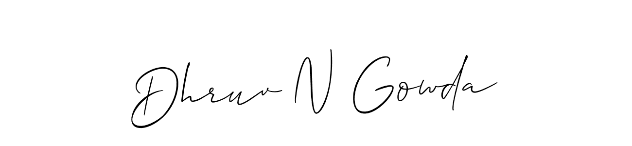 The best way (Allison_Script) to make a short signature is to pick only two or three words in your name. The name Dhruv N Gowda include a total of six letters. For converting this name. Dhruv N Gowda signature style 2 images and pictures png