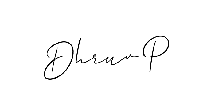 Design your own signature with our free online signature maker. With this signature software, you can create a handwritten (Allison_Script) signature for name Dhruv P. Dhruv P signature style 2 images and pictures png