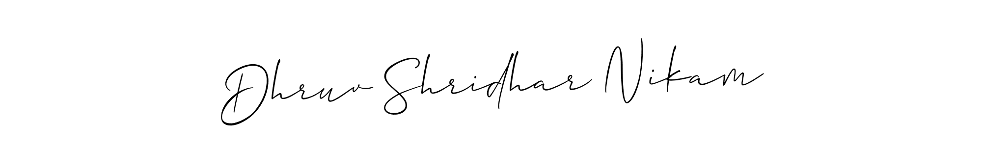 You should practise on your own different ways (Allison_Script) to write your name (Dhruv Shridhar Nikam) in signature. don't let someone else do it for you. Dhruv Shridhar Nikam signature style 2 images and pictures png