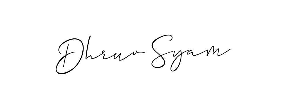 Use a signature maker to create a handwritten signature online. With this signature software, you can design (Allison_Script) your own signature for name Dhruv Syam. Dhruv Syam signature style 2 images and pictures png