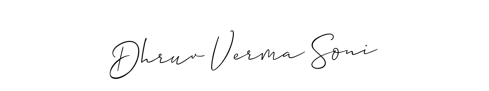 How to Draw Dhruv Verma Soni signature style? Allison_Script is a latest design signature styles for name Dhruv Verma Soni. Dhruv Verma Soni signature style 2 images and pictures png