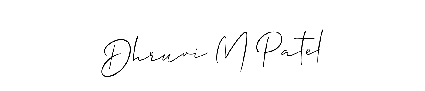 The best way (Allison_Script) to make a short signature is to pick only two or three words in your name. The name Dhruvi M Patel include a total of six letters. For converting this name. Dhruvi M Patel signature style 2 images and pictures png