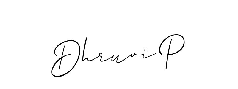 How to make Dhruvi P name signature. Use Allison_Script style for creating short signs online. This is the latest handwritten sign. Dhruvi P signature style 2 images and pictures png