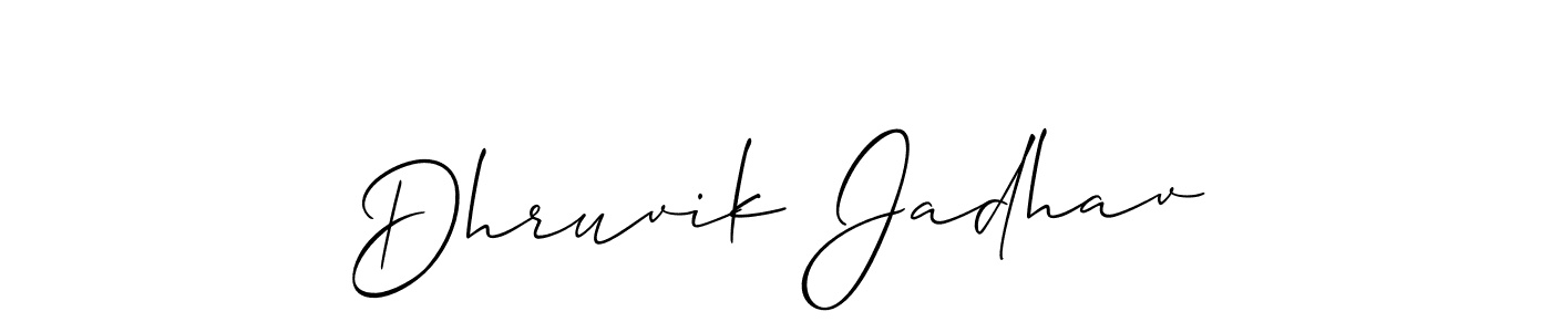 How to make Dhruvik Jadhav name signature. Use Allison_Script style for creating short signs online. This is the latest handwritten sign. Dhruvik Jadhav signature style 2 images and pictures png
