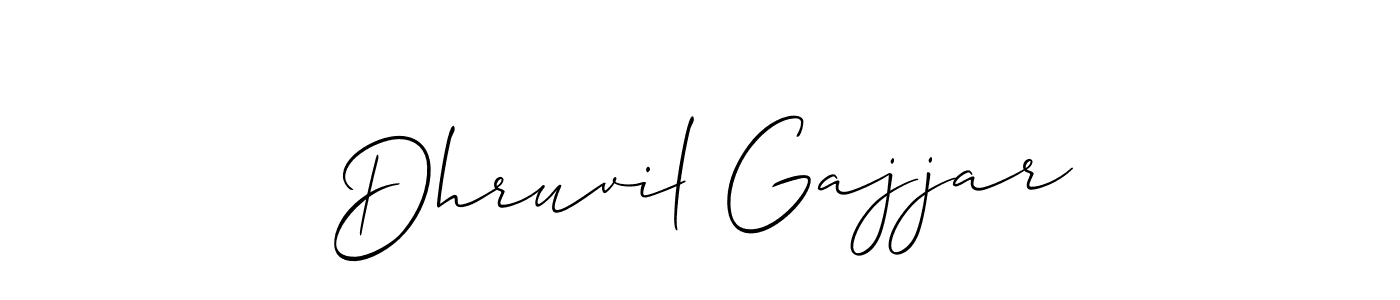 How to make Dhruvil Gajjar name signature. Use Allison_Script style for creating short signs online. This is the latest handwritten sign. Dhruvil Gajjar signature style 2 images and pictures png