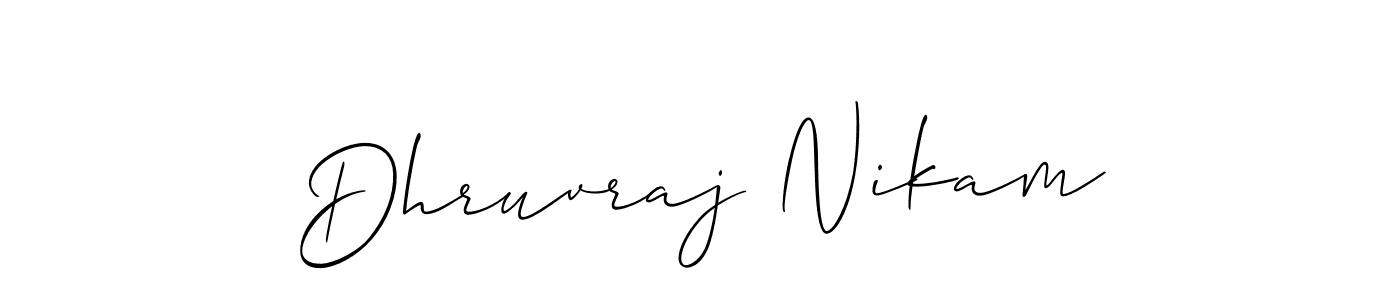 This is the best signature style for the Dhruvraj Nikam name. Also you like these signature font (Allison_Script). Mix name signature. Dhruvraj Nikam signature style 2 images and pictures png