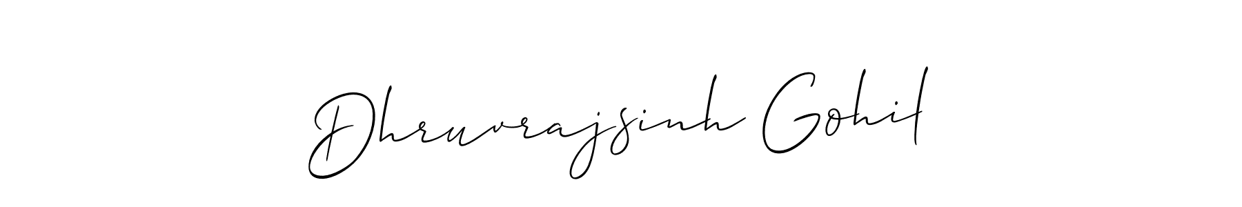 You should practise on your own different ways (Allison_Script) to write your name (Dhruvrajsinh Gohil) in signature. don't let someone else do it for you. Dhruvrajsinh Gohil signature style 2 images and pictures png