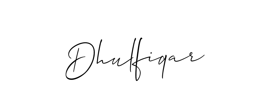 Make a beautiful signature design for name Dhulfiqar. With this signature (Allison_Script) style, you can create a handwritten signature for free. Dhulfiqar signature style 2 images and pictures png