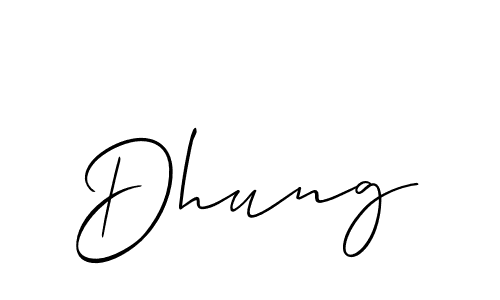 Similarly Allison_Script is the best handwritten signature design. Signature creator online .You can use it as an online autograph creator for name Dhung. Dhung signature style 2 images and pictures png