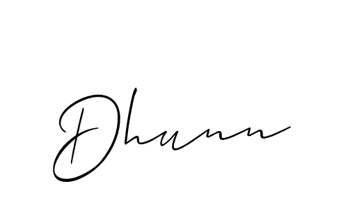 Allison_Script is a professional signature style that is perfect for those who want to add a touch of class to their signature. It is also a great choice for those who want to make their signature more unique. Get Dhunn name to fancy signature for free. Dhunn signature style 2 images and pictures png