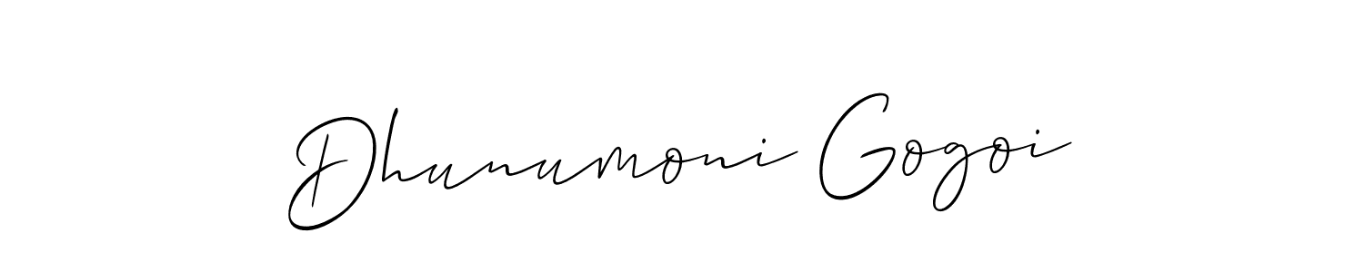 Also we have Dhunumoni Gogoi name is the best signature style. Create professional handwritten signature collection using Allison_Script autograph style. Dhunumoni Gogoi signature style 2 images and pictures png