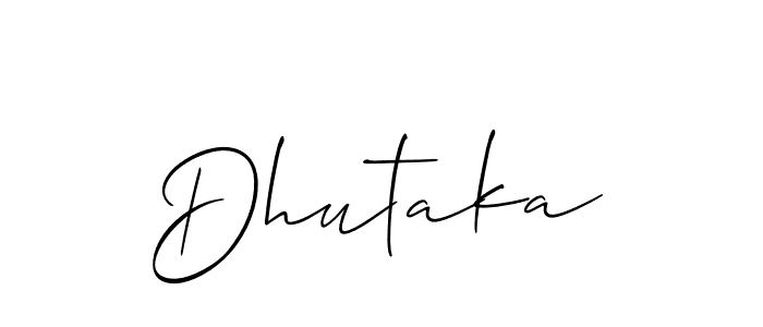 Also we have Dhutaka name is the best signature style. Create professional handwritten signature collection using Allison_Script autograph style. Dhutaka signature style 2 images and pictures png