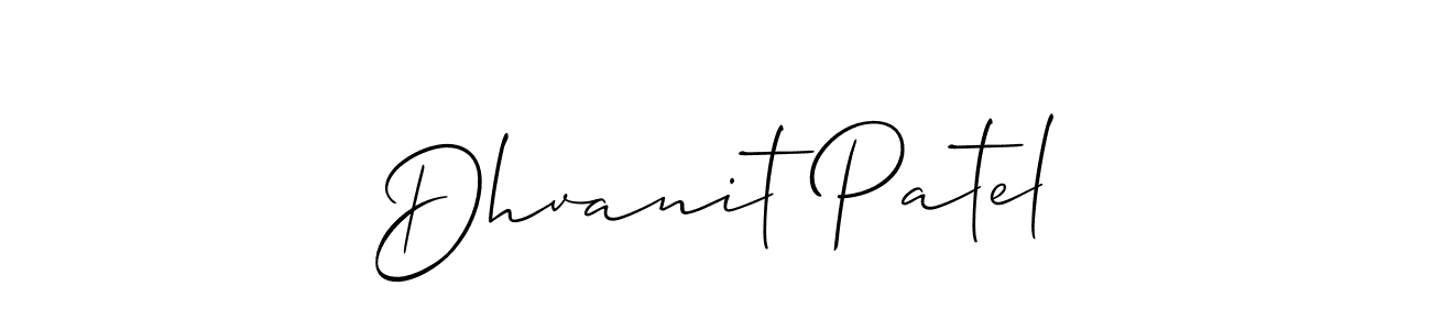 Make a beautiful signature design for name Dhvanit Patel. With this signature (Allison_Script) style, you can create a handwritten signature for free. Dhvanit Patel signature style 2 images and pictures png