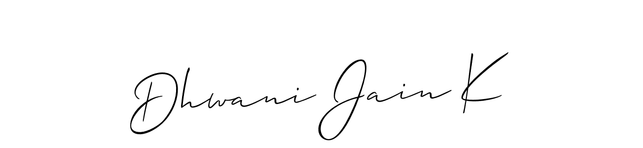 Similarly Allison_Script is the best handwritten signature design. Signature creator online .You can use it as an online autograph creator for name Dhwani Jain K. Dhwani Jain K signature style 2 images and pictures png