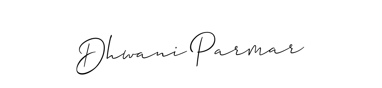 Use a signature maker to create a handwritten signature online. With this signature software, you can design (Allison_Script) your own signature for name Dhwani Parmar. Dhwani Parmar signature style 2 images and pictures png