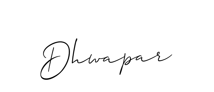 Use a signature maker to create a handwritten signature online. With this signature software, you can design (Allison_Script) your own signature for name Dhwapar. Dhwapar signature style 2 images and pictures png