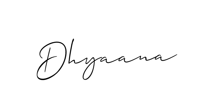 Use a signature maker to create a handwritten signature online. With this signature software, you can design (Allison_Script) your own signature for name Dhyaana. Dhyaana signature style 2 images and pictures png