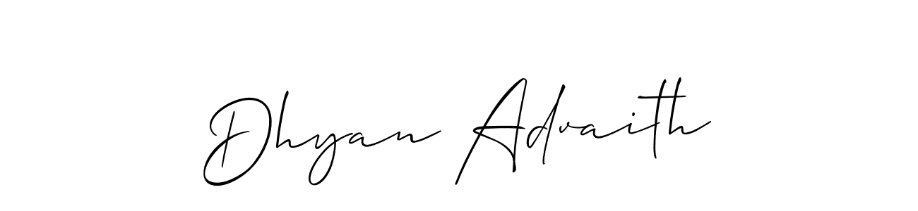 The best way (Allison_Script) to make a short signature is to pick only two or three words in your name. The name Dhyan Advaith include a total of six letters. For converting this name. Dhyan Advaith signature style 2 images and pictures png