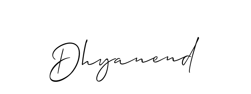 Make a beautiful signature design for name Dhyanend. With this signature (Allison_Script) style, you can create a handwritten signature for free. Dhyanend signature style 2 images and pictures png