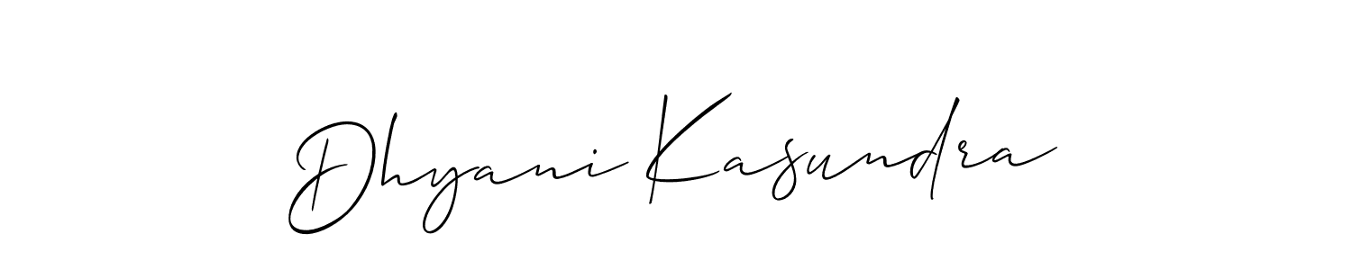 Dhyani Kasundra stylish signature style. Best Handwritten Sign (Allison_Script) for my name. Handwritten Signature Collection Ideas for my name Dhyani Kasundra. Dhyani Kasundra signature style 2 images and pictures png