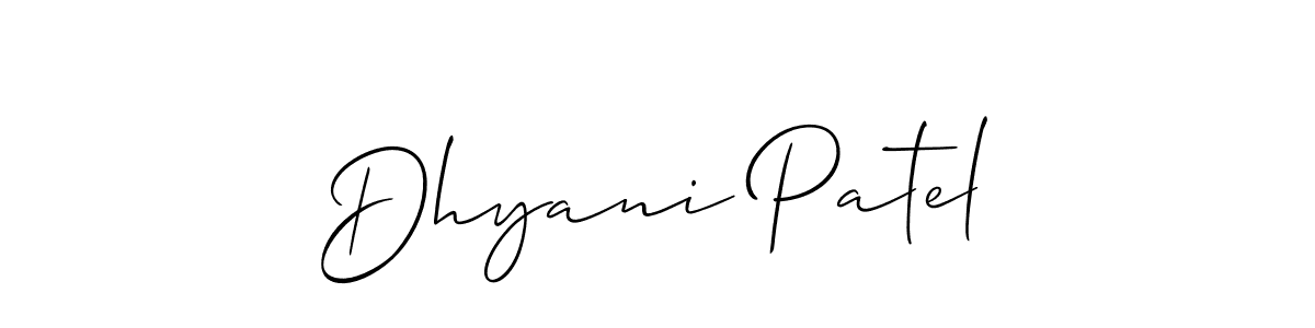 How to make Dhyani Patel name signature. Use Allison_Script style for creating short signs online. This is the latest handwritten sign. Dhyani Patel signature style 2 images and pictures png