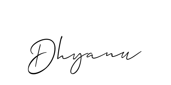 How to make Dhyanu signature? Allison_Script is a professional autograph style. Create handwritten signature for Dhyanu name. Dhyanu signature style 2 images and pictures png