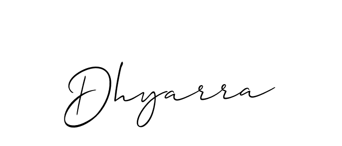 Use a signature maker to create a handwritten signature online. With this signature software, you can design (Allison_Script) your own signature for name Dhyarra. Dhyarra signature style 2 images and pictures png