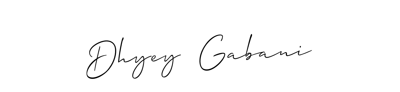 Create a beautiful signature design for name Dhyey  Gabani. With this signature (Allison_Script) fonts, you can make a handwritten signature for free. Dhyey  Gabani signature style 2 images and pictures png