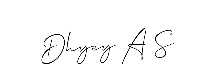 Create a beautiful signature design for name Dhyey A S. With this signature (Allison_Script) fonts, you can make a handwritten signature for free. Dhyey A S signature style 2 images and pictures png