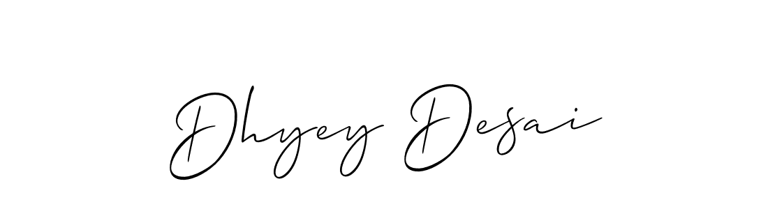 This is the best signature style for the Dhyey Desai name. Also you like these signature font (Allison_Script). Mix name signature. Dhyey Desai signature style 2 images and pictures png