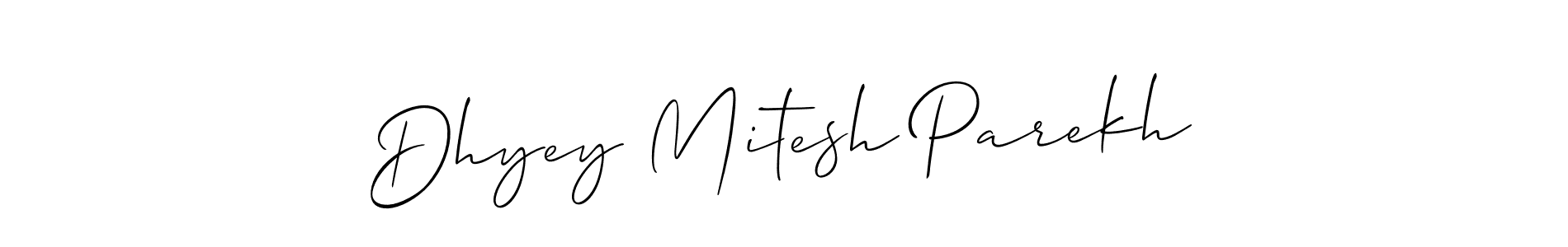 You should practise on your own different ways (Allison_Script) to write your name (Dhyey Mitesh Parekh) in signature. don't let someone else do it for you. Dhyey Mitesh Parekh signature style 2 images and pictures png