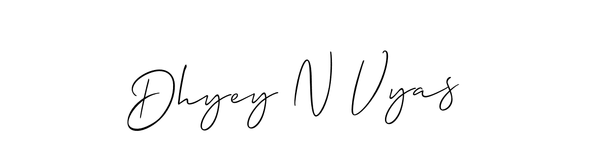 How to make Dhyey N Vyas signature? Allison_Script is a professional autograph style. Create handwritten signature for Dhyey N Vyas name. Dhyey N Vyas signature style 2 images and pictures png