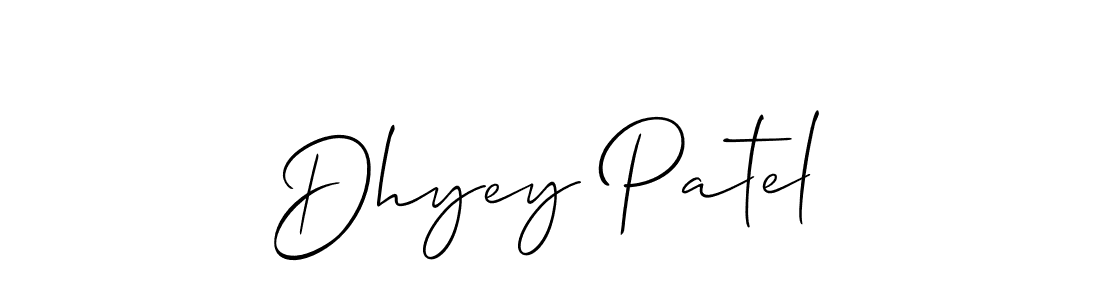 Dhyey Patel stylish signature style. Best Handwritten Sign (Allison_Script) for my name. Handwritten Signature Collection Ideas for my name Dhyey Patel. Dhyey Patel signature style 2 images and pictures png