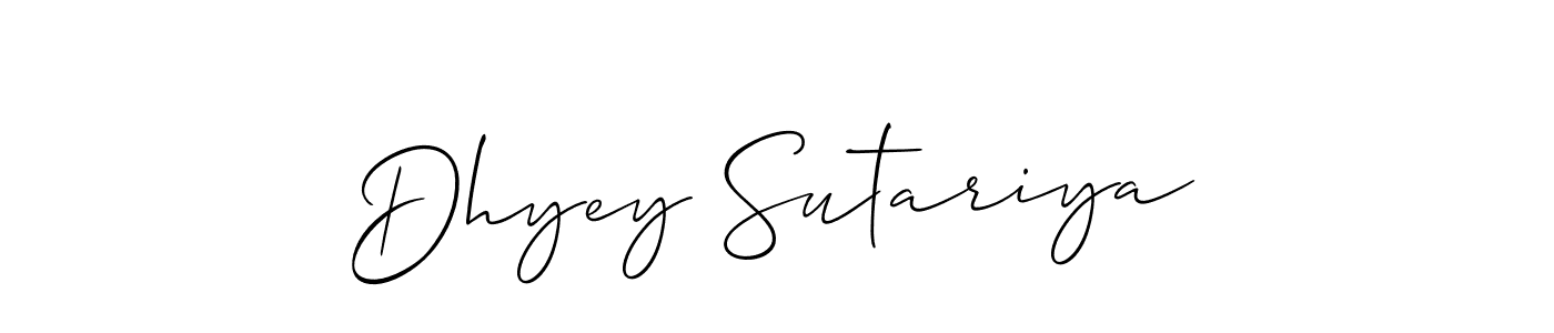 Design your own signature with our free online signature maker. With this signature software, you can create a handwritten (Allison_Script) signature for name Dhyey Sutariya. Dhyey Sutariya signature style 2 images and pictures png