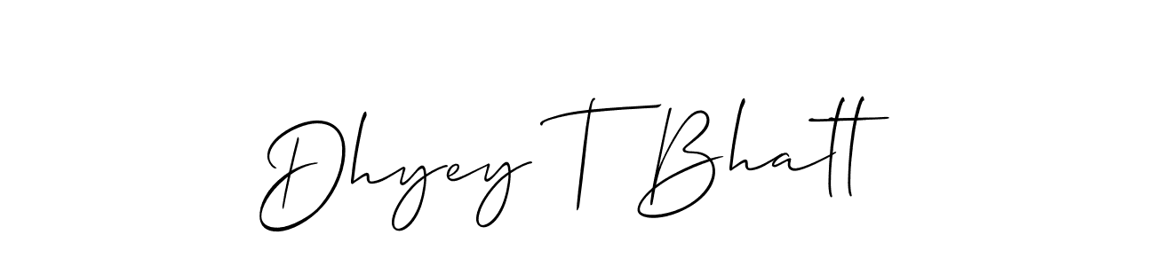 if you are searching for the best signature style for your name Dhyey T Bhatt. so please give up your signature search. here we have designed multiple signature styles  using Allison_Script. Dhyey T Bhatt signature style 2 images and pictures png