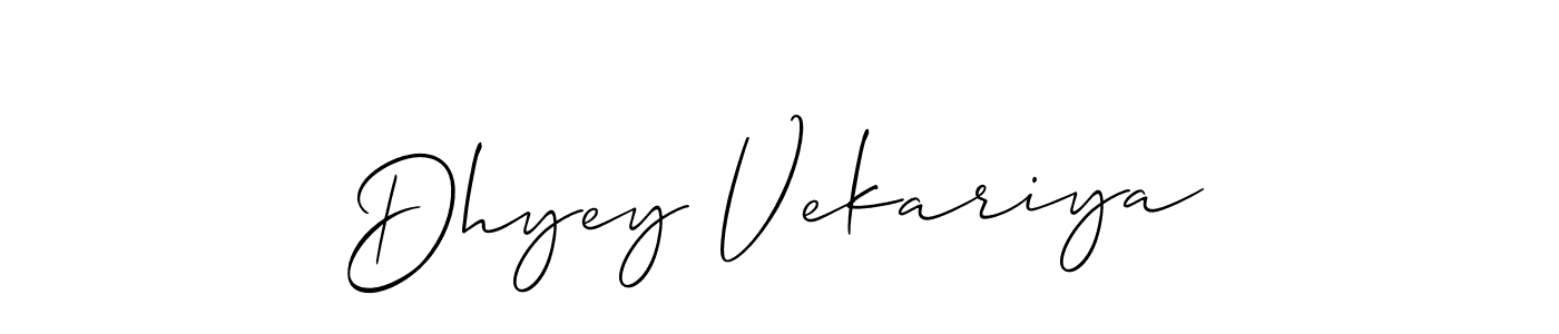 The best way (Allison_Script) to make a short signature is to pick only two or three words in your name. The name Dhyey Vekariya include a total of six letters. For converting this name. Dhyey Vekariya signature style 2 images and pictures png